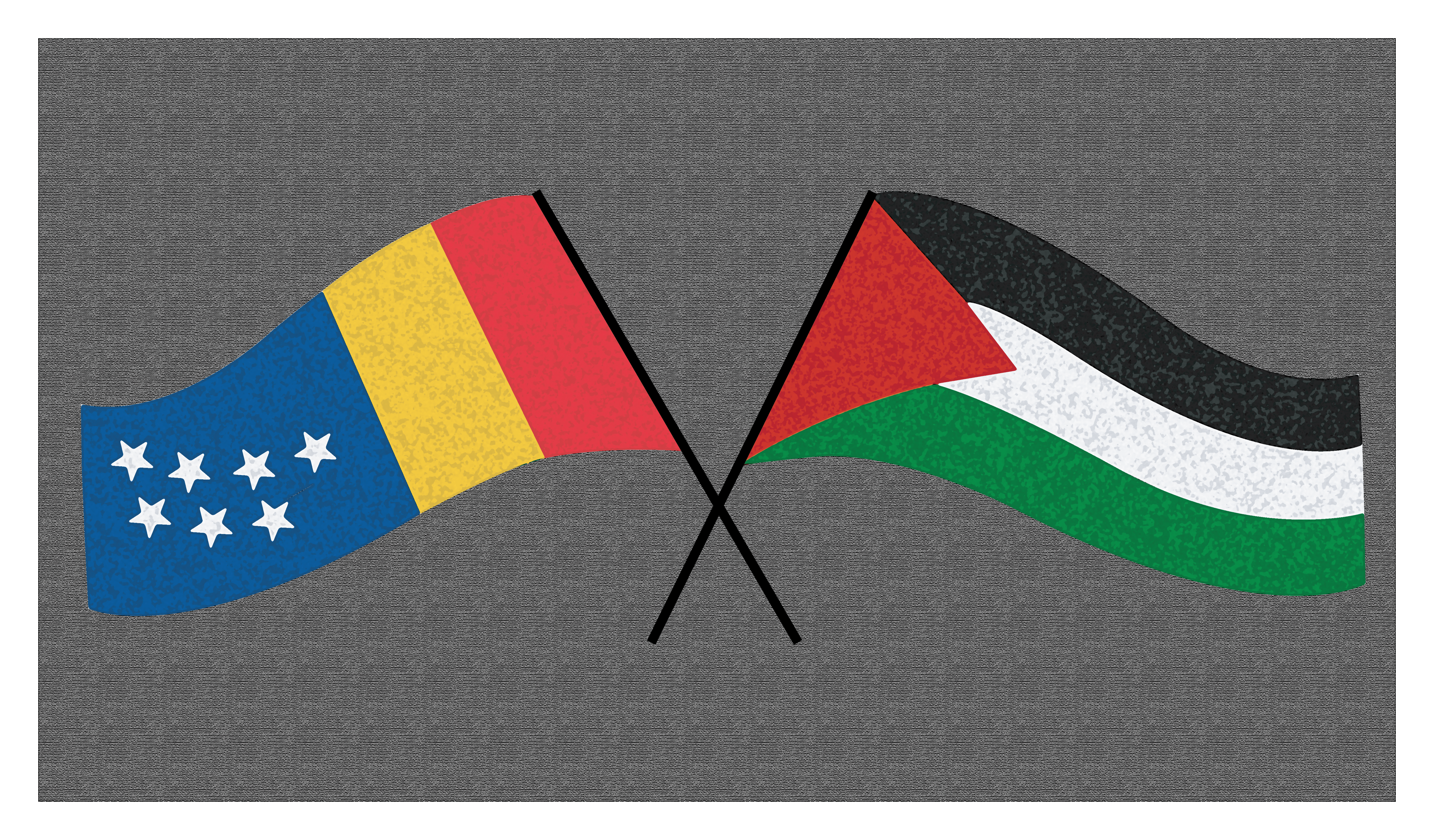 Durham flag and Palestinian flag