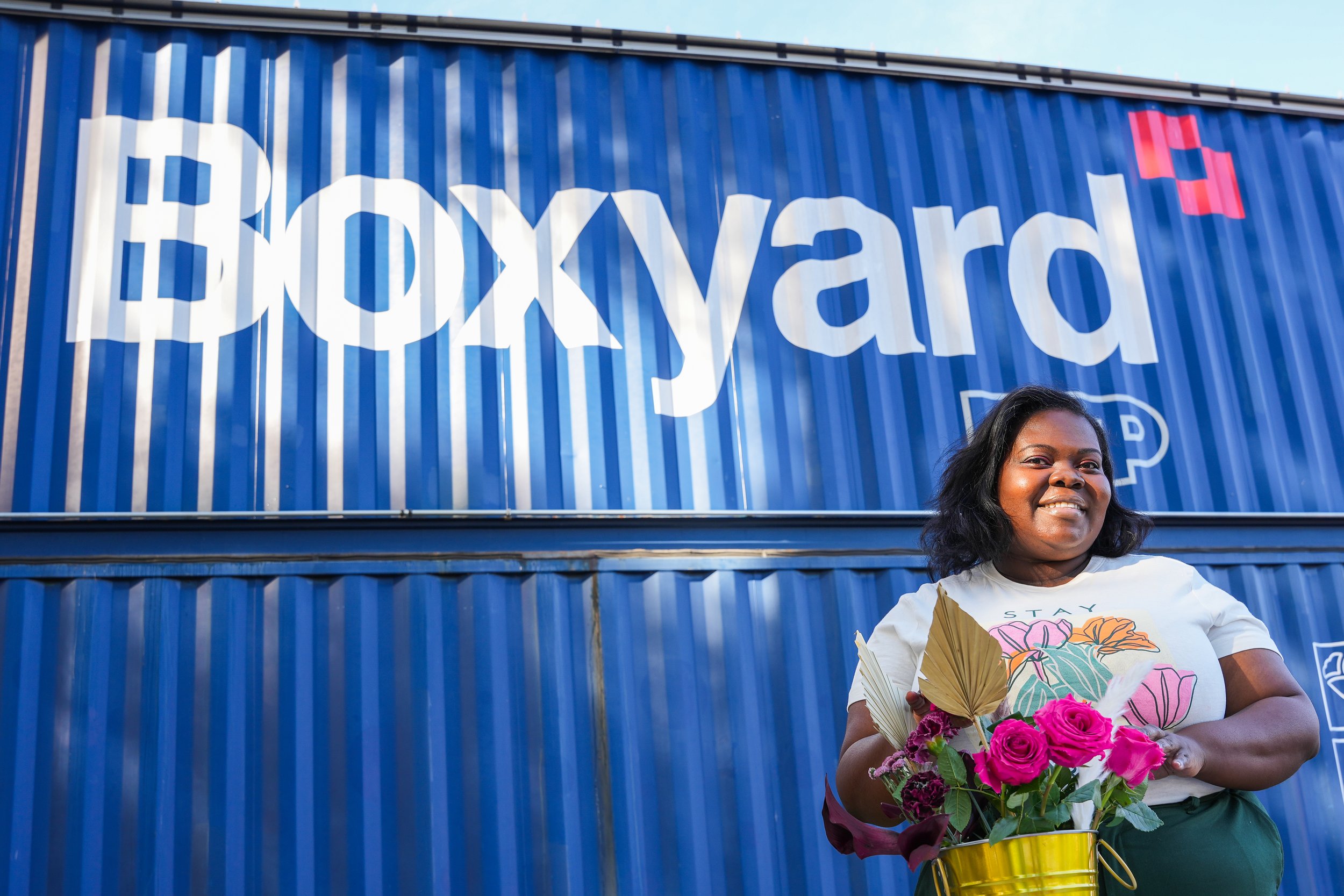 Adanna Omeni in front of Boxyard RTP